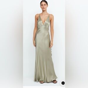 Bec + Bridge Moondance V Maxi Dress Sage, sz 8/XS Australian sizing